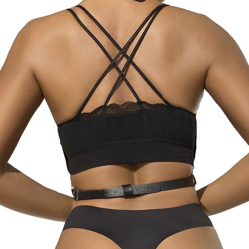 Harnais Poitrine Chaîne & Cuir Noir – Taille Unique