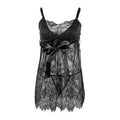 Nuisette Babydoll noire avec nœud – Grande taille 4XL/5XL